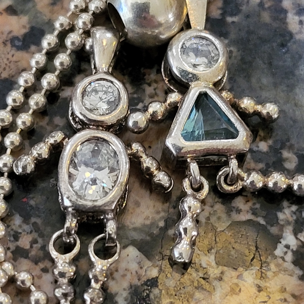 Sterling Silver Birthstone Boy & Girl Charm Chain & Pendant - Picture 5 of 9